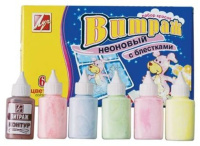 Краска Витраж (акрил. осн.), набор НЕОНОВЫЙ с блёстками 6цв. по 20мл,