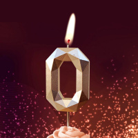 Свеча-цифра "0" многогранник, шампань 4см
