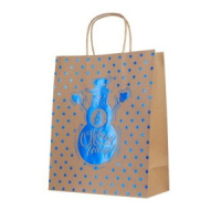 Пакет подар. бум. новогодн. 26*33*13см Снеговик, пл. 150 г/м, крафт