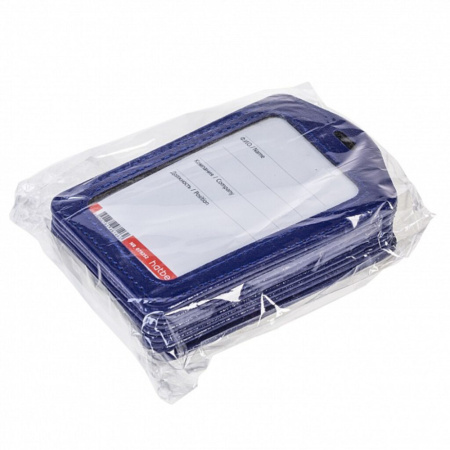 Бейдж 72*112 мм. экокожа, вертикальный, синий