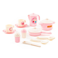 Игровой набор посуды 18 предметов "Настенька" на 2 персоны, розовый