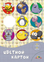 Картон цв. А4 12цв. 12л. мелов., одностор., пл. 230 гр/м2 "Ассорти", в папке