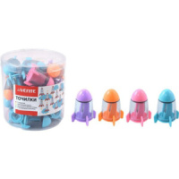 Точилка пласт. с контейнером  1 отв. "Rocket" и ластиком