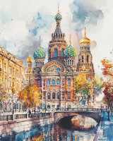 Мозаика алмазная по номерам на холсте 40*50см "Храм" с подрамником