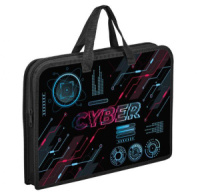 Папка А4 (340*245*40) с ручками, молния, пластик "Кибер неон"