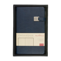 Ежедневник недат. А5 136л., кожзам, тв.пер. "Premier. Темно-синий" магнит.хлястик, ляссе