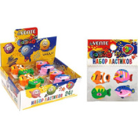 Ластик deVENTE "Fish" 2 шт., синт. каучук, ассорти