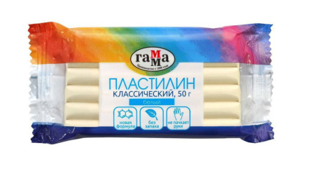 Пластилин    Классический, белый, 50 гр