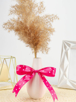 Лента упаковочная атласная 25мм*22м, Горошек, малиновый