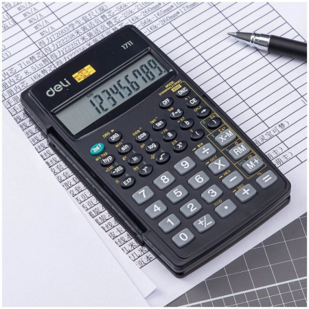Калькулятор   8+2 разр. Deli  научный, черный E1711