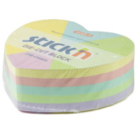 Бумага с липким краем (67*67мм) 250л, 5цв., ПАСТЕЛЬ, сердце