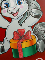 Пакет подар. бум. новогодн. 26*32*13см, 190 гр/м СГ "Пони с подарком"