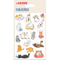 Наклейки декоративные объемные 10*15см  "Cat's activities",мягкие, многоразовые