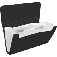 Папка 13 отд. на кнопке 260*130мм BLACK, с цв.индексами