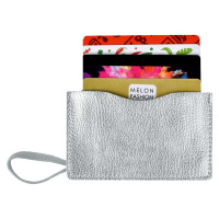 Чехол д/пласт.карт "Наппа серебряный металлик" 108*65мм, блинт.тиснение, 2 отд., резинка