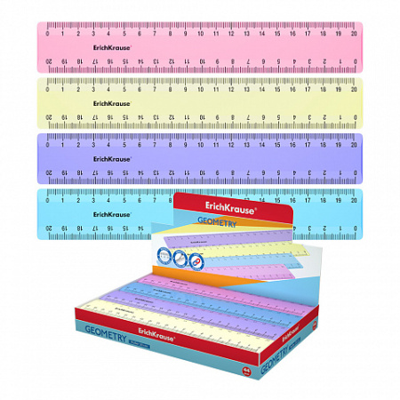 Линейка 20 см "Pastel", цвет ассорти