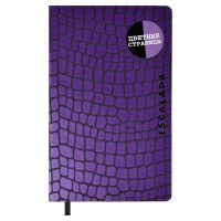 Записная книжка А5  96л., кожзам., мягк.пер. "Кроко фиолетовый" ляссе, тисн.фольгой