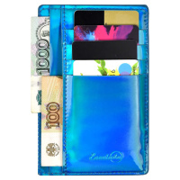 Чехол д/пласт.карт "Голографик синий" 142*92мм, блинт.тиснение, 2 отд., 4 кармана