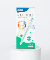 Ручка гелевая Deli Delight   0,5мм зеленая, прозрачный корпус