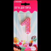 Свеча-цифра "1" Donut  6 см, с 3D декором