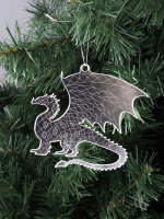 Подвесное украшение 10см "Волшебный дракон" серебро, акрил