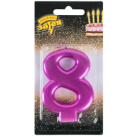 Свеча-цифра "8" Ярко-розовая 8см.