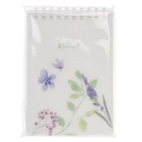 Записная книжка А6 пластик, эластичн.гребень, 80л. "Natural blue flowers" тисн.фольгой