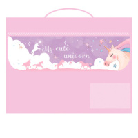 Папка д/труда А4 (325*240*40) 1отд. с ручками, ткань, липучка "Милый единорог"