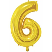 Шар фольга 26" ЦИФРА 6  26" Gold