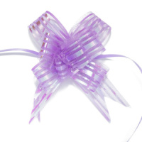 Бант подарочный затягивающийся  10см*30мм, 46см с органзой и перламутром, СИРЕНЕВЫЙ 10шт/уп