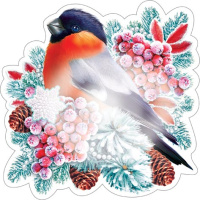 Украшение на скотче 18*18см "Снегирь"