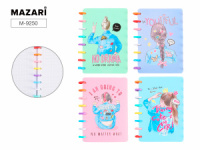 Блокнот А4 пласт.обл., на кольцах  80л "Девчонки" кл., 4 диз.