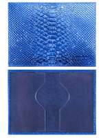 Обложка для Паспорта натуральная кожа Железный Питон, синий