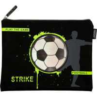 Папка д/тетрад. А5 (245*200*10) 1отд.  молния сверху, кожзам " Strike" с аппликацией