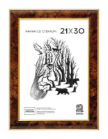 Фоторамка пластик 21*30 №601 (Коричневый с золотым кантом)