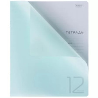 Тетрадь А5 12л косая лин. Hatber  пласт.обл. "Бирюзовая" белизна 100%