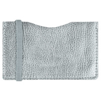 Чехол д/пласт.карт "Наппа серебряный металлик" 108*65мм, блинт.тиснение, 2 отд., резинка