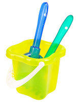 Набор игрушек. Ведро 0,8л прозр., Лопатка 21 прозр., Грабли 21 прозр
