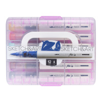 Набор маркеров акриловых  12цв. кистевидн. "Sketch and Art" 1-6мм, увеличенный объем