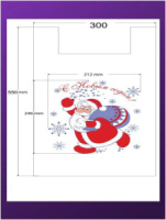Пакет майка ПНД 30см+14см*55см 14мк "Дед Мороз" белый