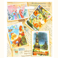 Пакет с вырубной усил. ручкой 38х45 (60мк) Новогодняя почта, глянец (ПВД)