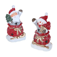 Сувенир новогодний "Дед Мороз" 15см , с LED подсветкой , керамика, 2 дизайна