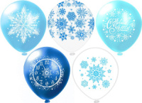 Набор шаров с рисунком 12" Снежинки 25шт/уп