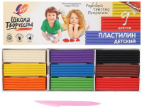 Пластилин  9цв 180гр. Школа творчества, со стеком, матовый эффект