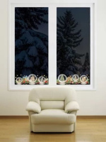 Витражная наклейка-бордюр 47*16см "Новогодние зверушки"