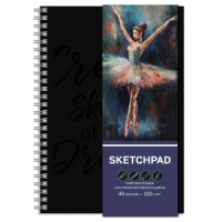 Скетчпад А5+  40л., гребень., 120гр/м2 "Балерина" тв.обл.
