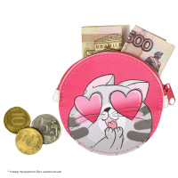 Кошелек для банкнот и монет Феникс+ "Котик" 9*9см, кожзам., молния