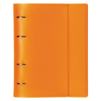 Тетрадь А5 на кольцах 120л кл. DIAMOND NEON Оранжевая, пластиковая обложка на резинке