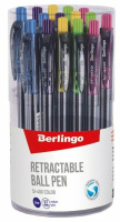 Ручка шариковая автоматическая Berlingo "SI-400 Color" синяя, 0,7мм, грип, корпус ассорти