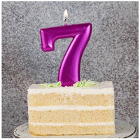 Свеча-цифра "7" Ярко-розовая 8см.